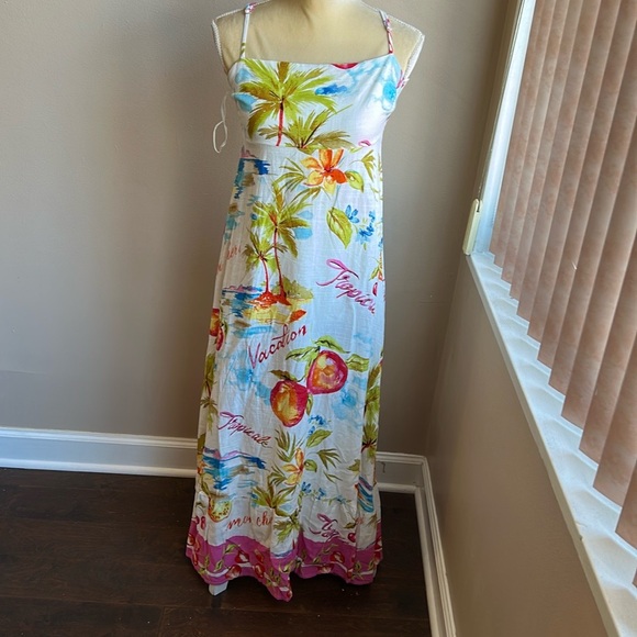 Anthropologie Dresses & Skirts - Paper Heart Womens Spring Summer  Dress Fruits Palm Trees New Tropical